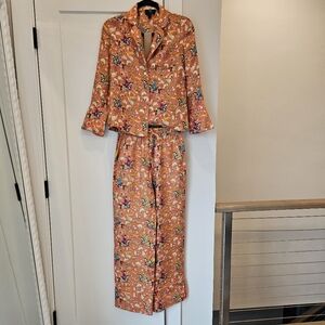 Drake's for J.Crew Collection Silk Top Blouse and bottoms Sweet Orange Cavalier